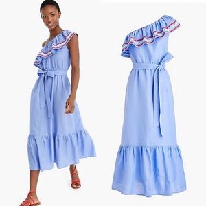 J Crew One Shoulder Midi Dress Tie Waist XXL EUC